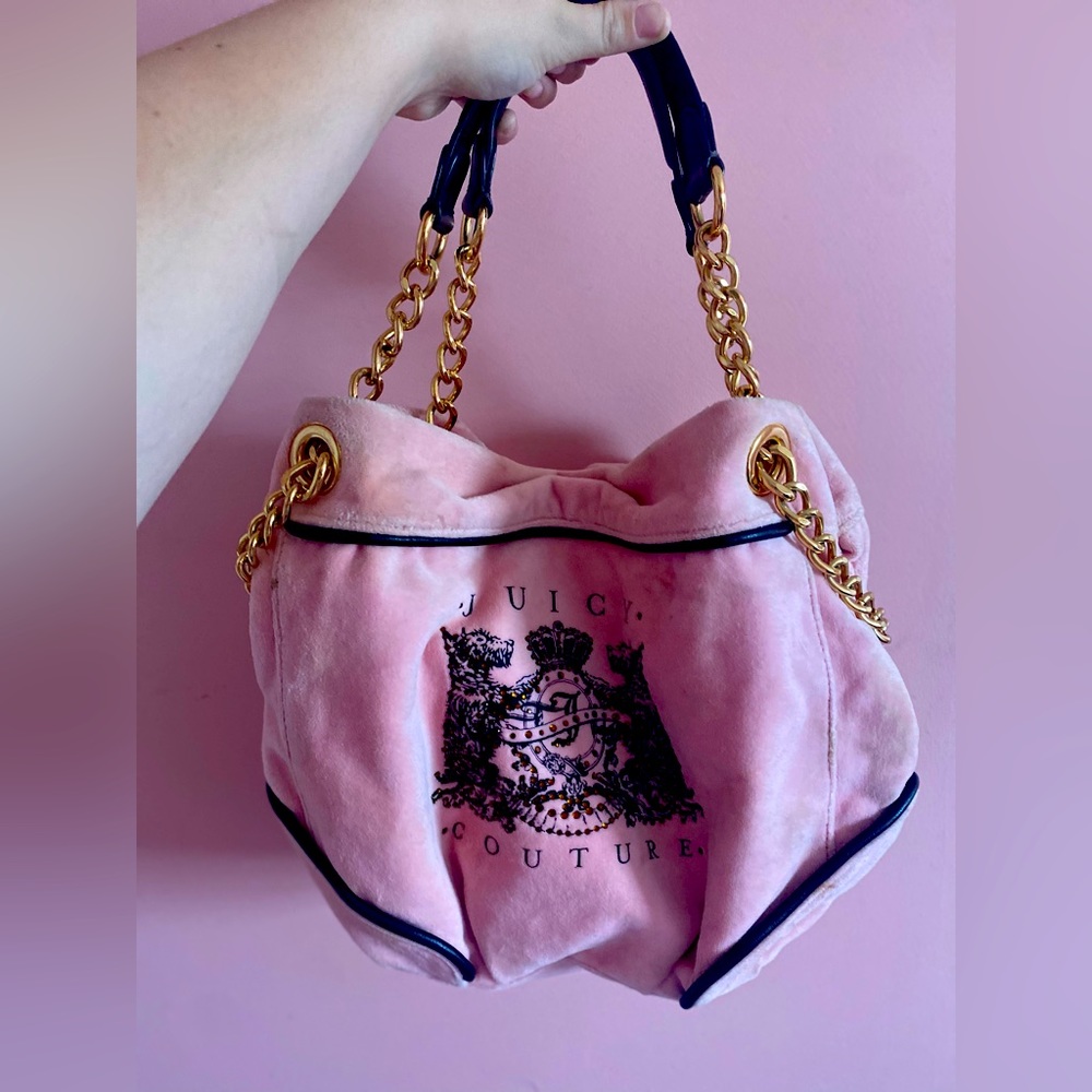Juicy couture Y2K Pink velour bag with gems💞